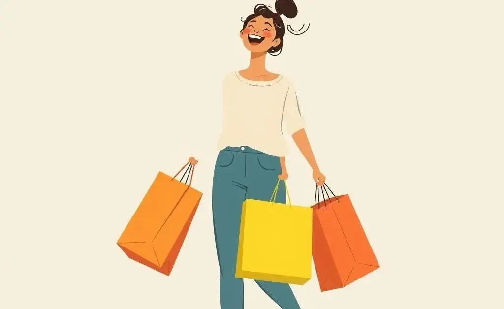 Joyful person with shopping bags