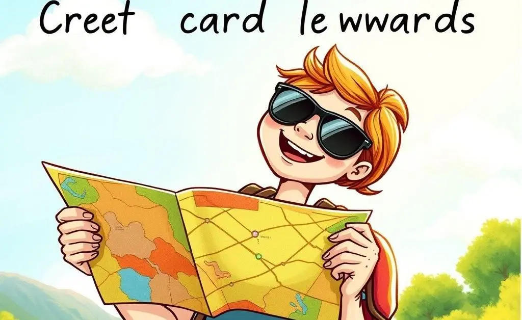 Hand-drawn image of a happy traveler with a map