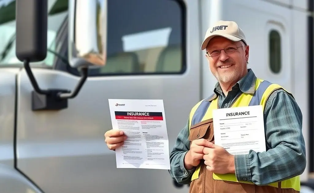A joyful truck owner with an insurance policy.