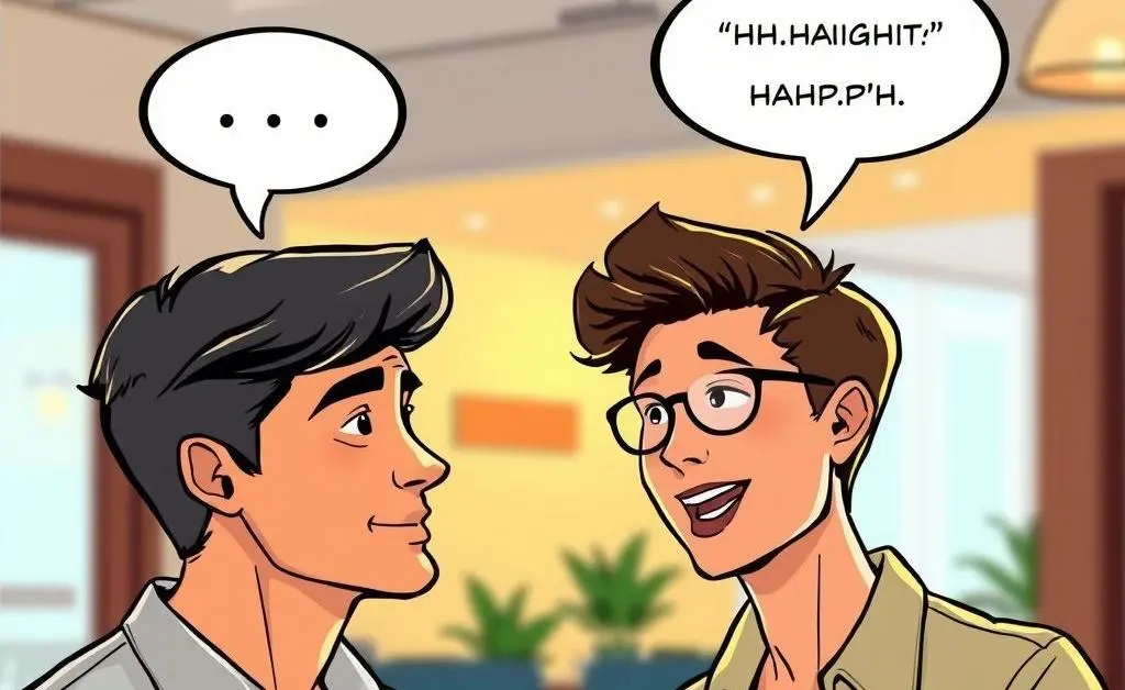 Two people with speech bubbles above them, one listening and the other speaking