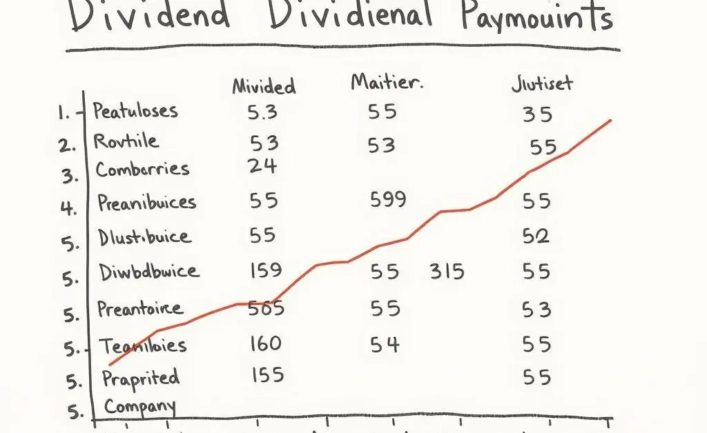 A hand-drawn chart comparing historical dividend payouts of several companies.