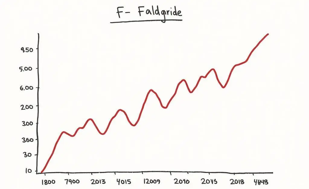 Hand-drawn chart showing gold price fluctuations over several years.
