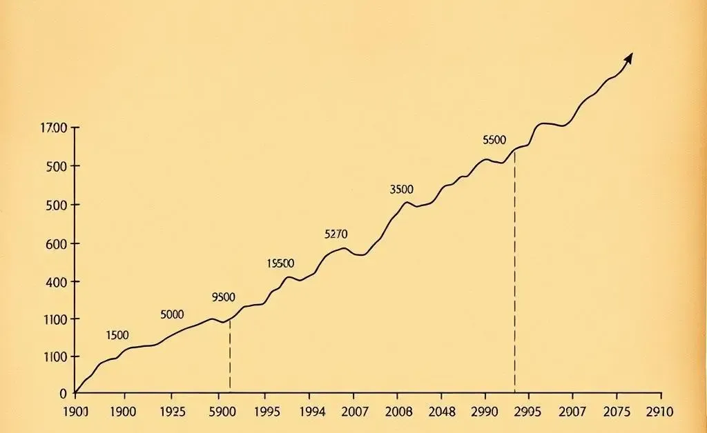 A graph showing the historical rise of the S&P 500