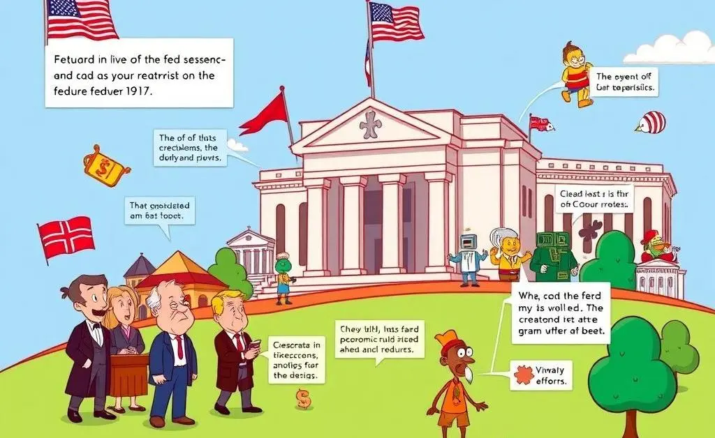 Cartoon history timeline of significant Federal Reserve events