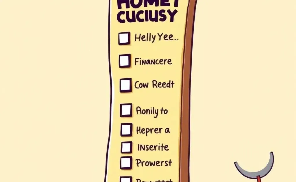 An engaging cartoon of a checklist with home-buying tasks being ticked off one by one.
