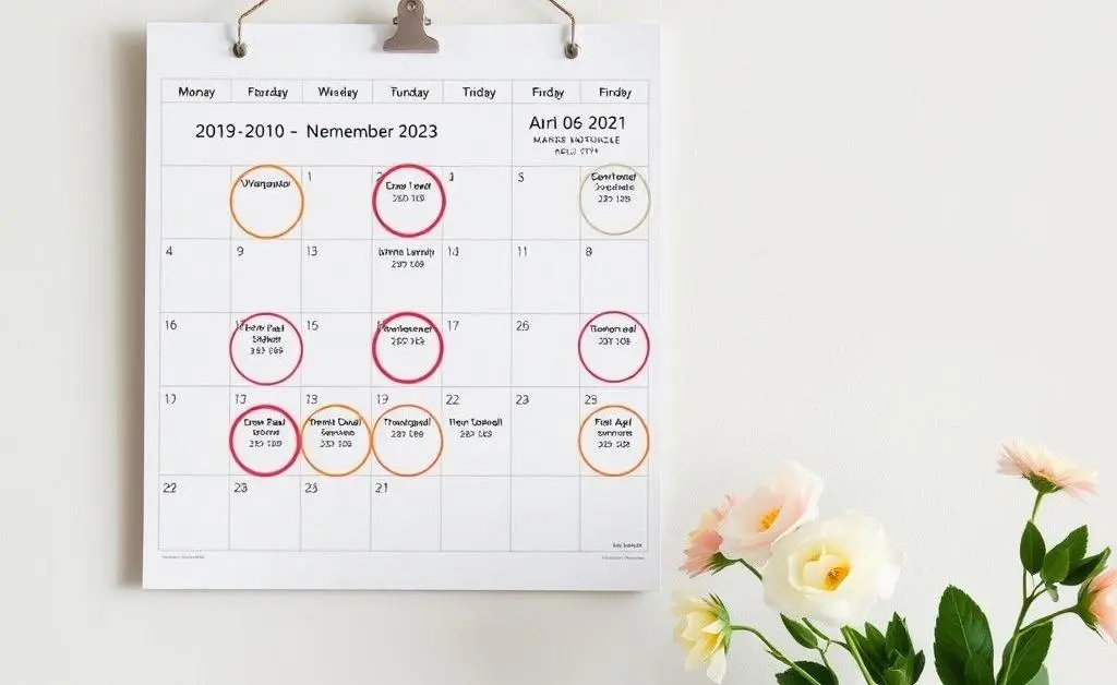 Calendar with mortgage dates marked
