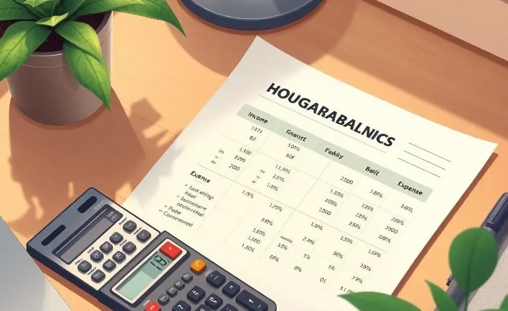 Illustration of a balance sheet showing house finances