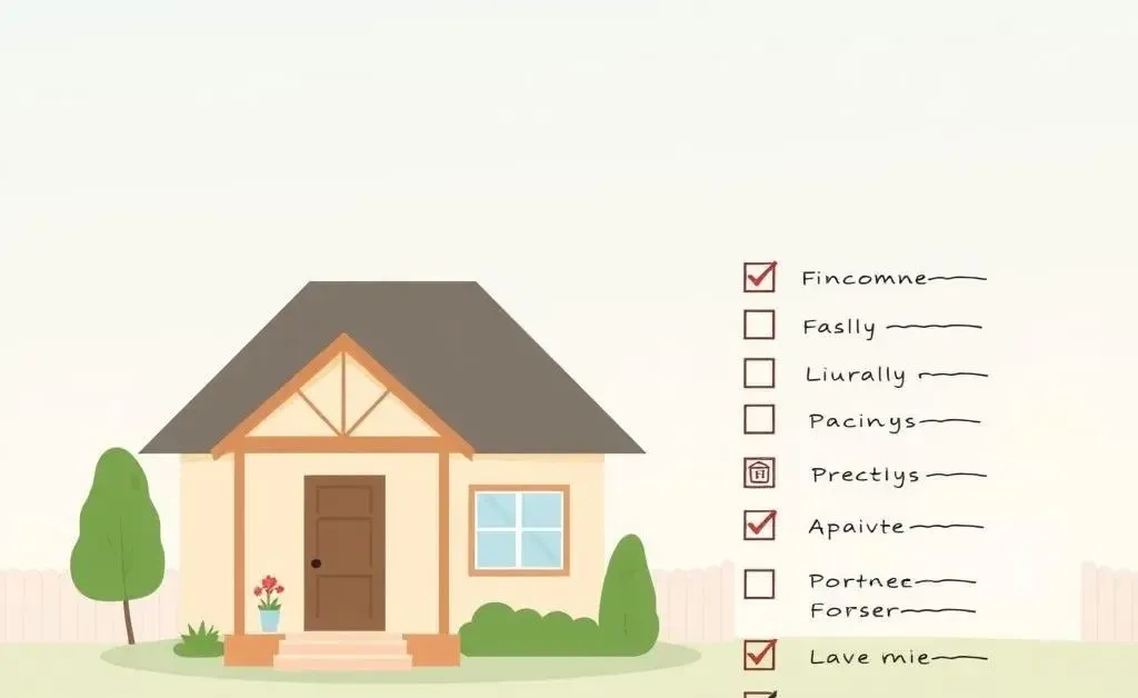 Illustration of a house with finance options checklist