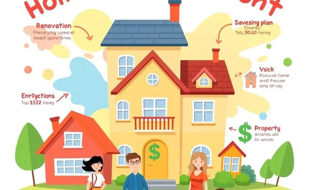 Illustration of various home investment plans available for families