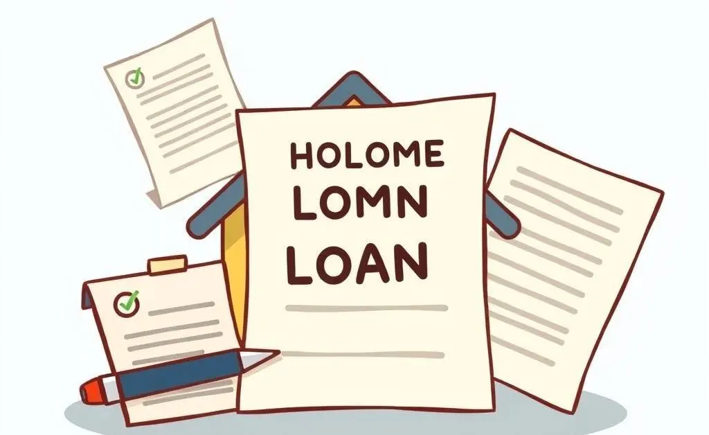 Various home loan documents with a pen and checklist.