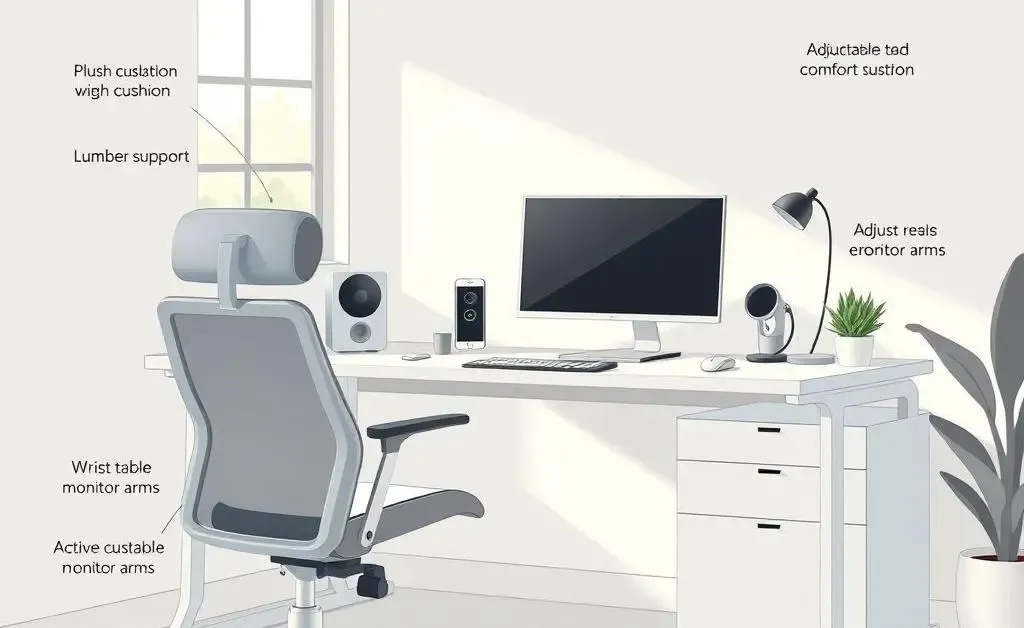 An ergonomic desk setup for effective home office work