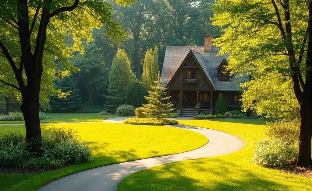 A winding road leading to a dream house, symbolizing the path to ownership.