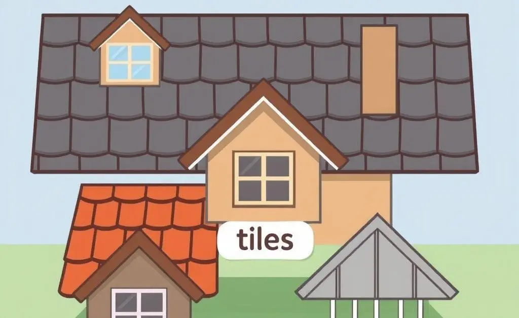 Illustration of different roofing materials