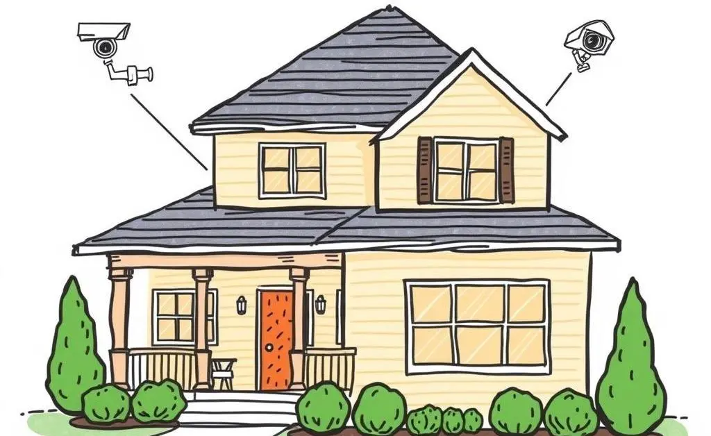 Home with visible security upgrades