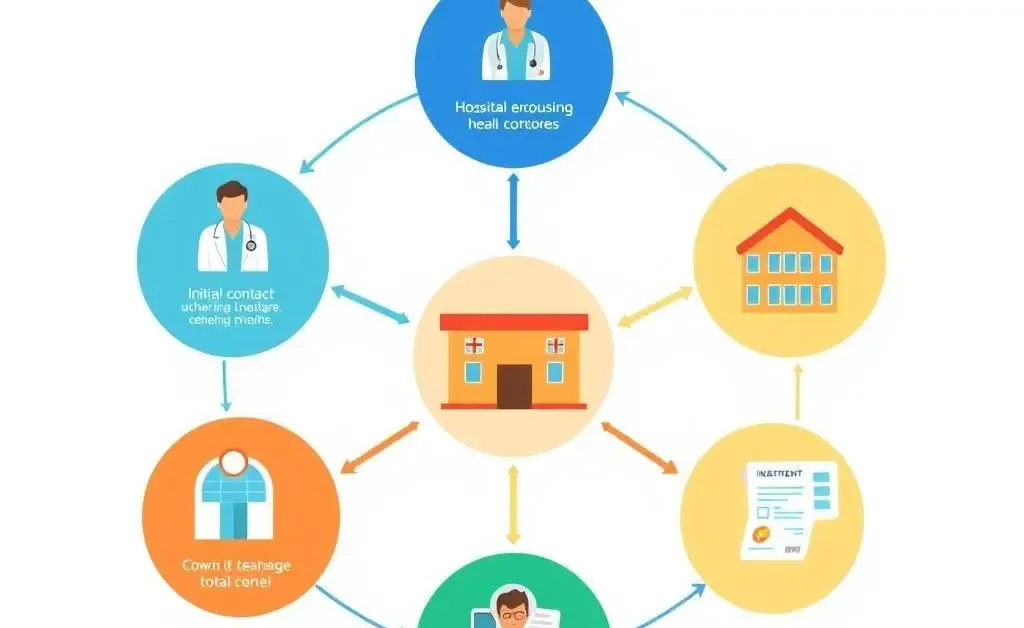 Flowchart illustrating healthcare system navigation