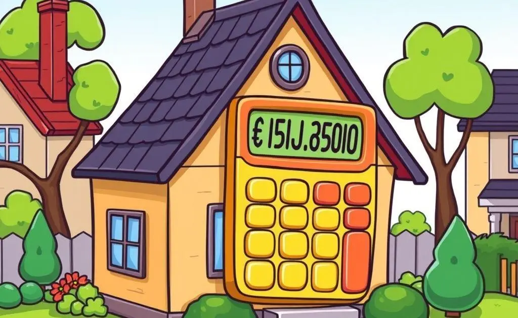 A house with a cartoon-style calculator showing savings from avoiding PMI.
