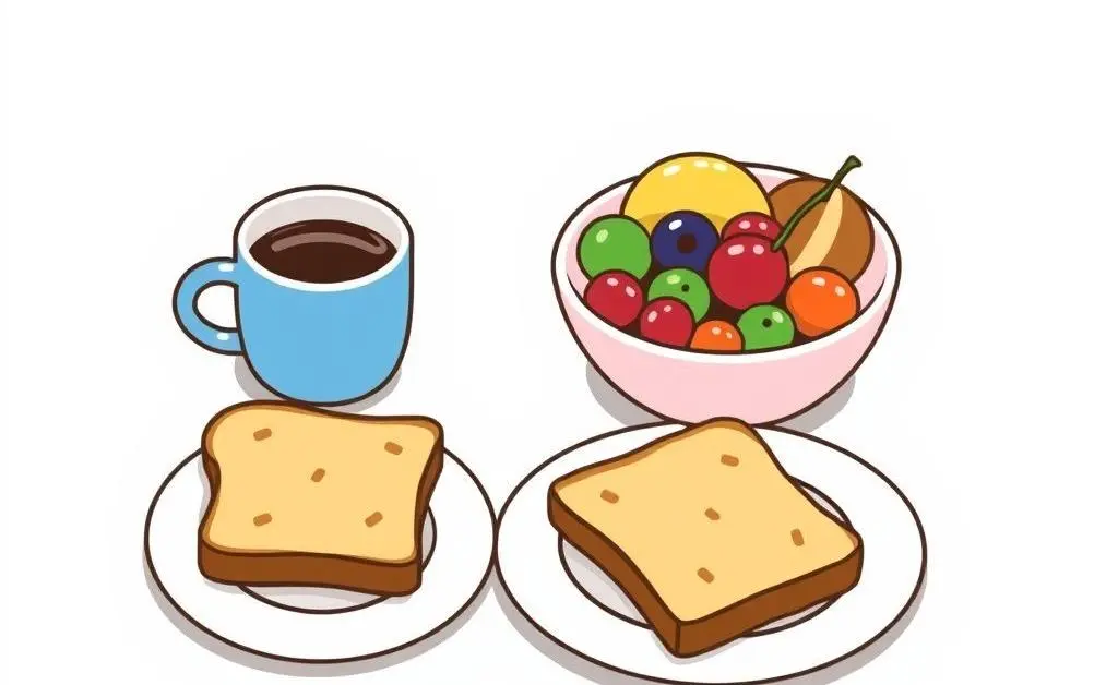An ideal breakfast layout with coffee and nutritious food.