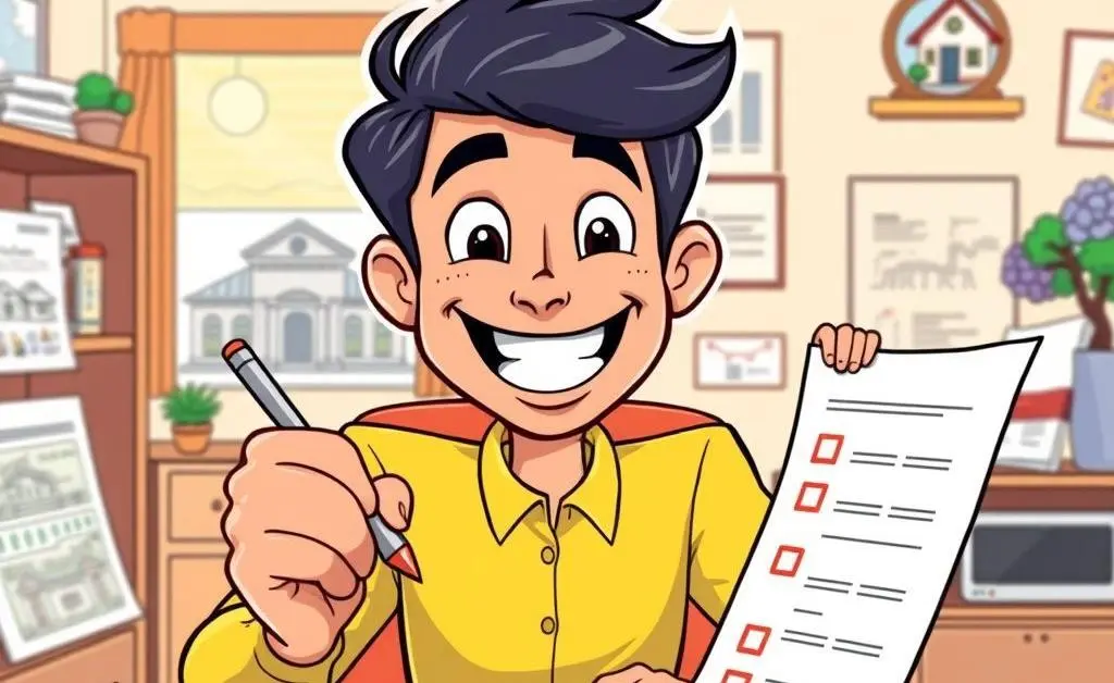 A person happily checking off a real estate investment checklist.