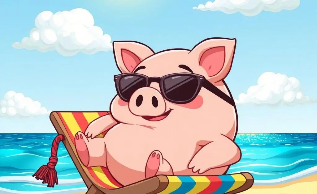 Piggy bank on a beach chair
