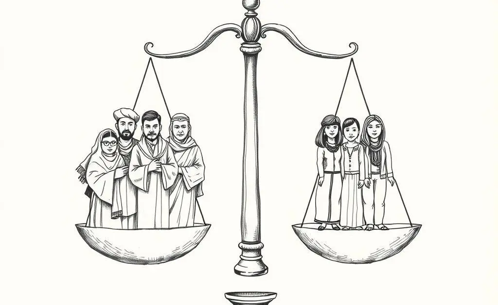 Hand-drawn image of scales balancing diverse customers