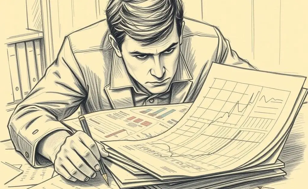 Person scrutinizing financial documents