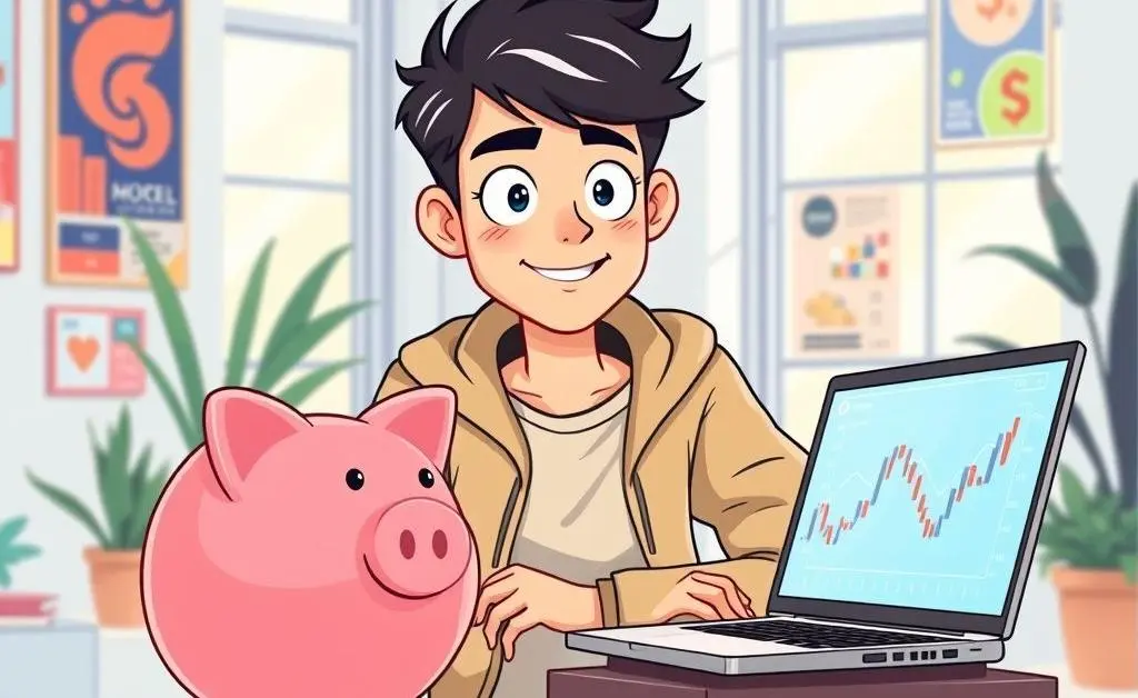 Person saving money with stocks