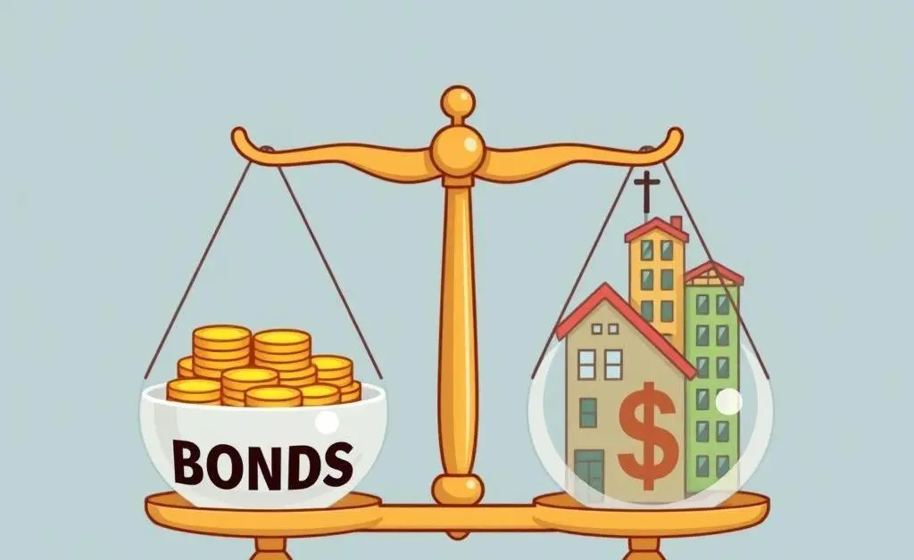 A balanced scale with investments