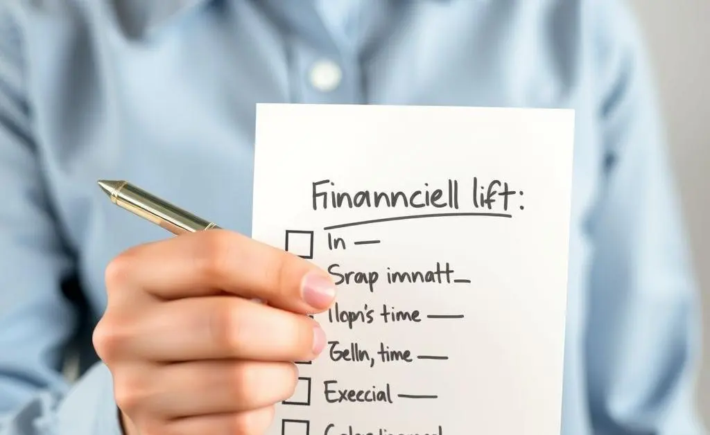 Person checking off financial goals on a checklist