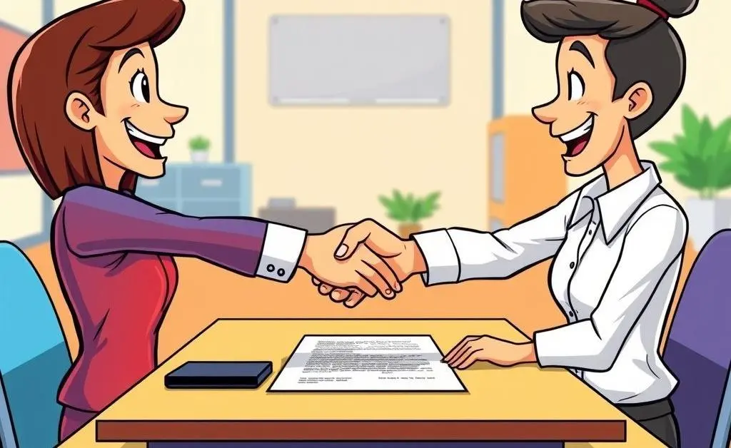 Signing a contract with a handshake