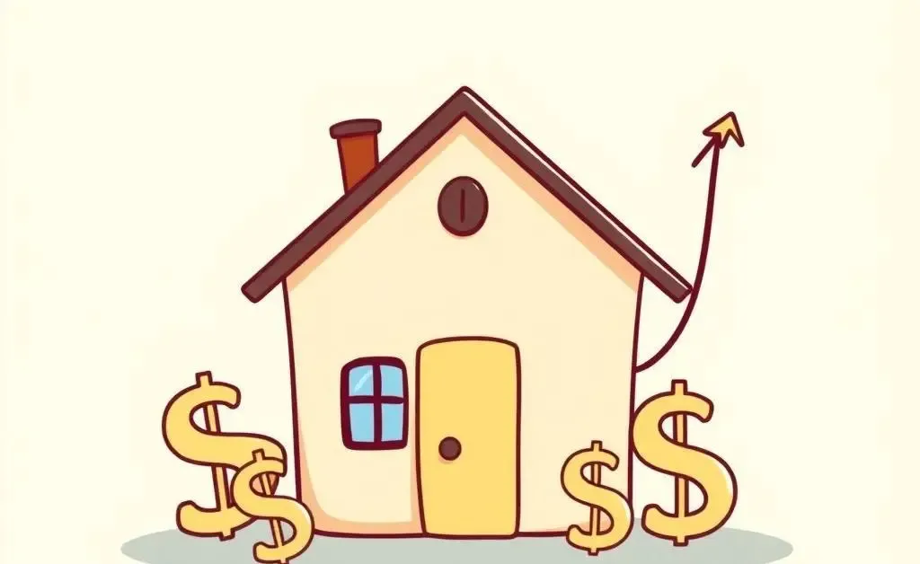 A house with growing dollar signs indicating investment growth.