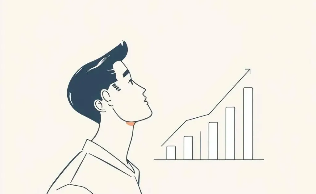 Person contemplating a savings graph