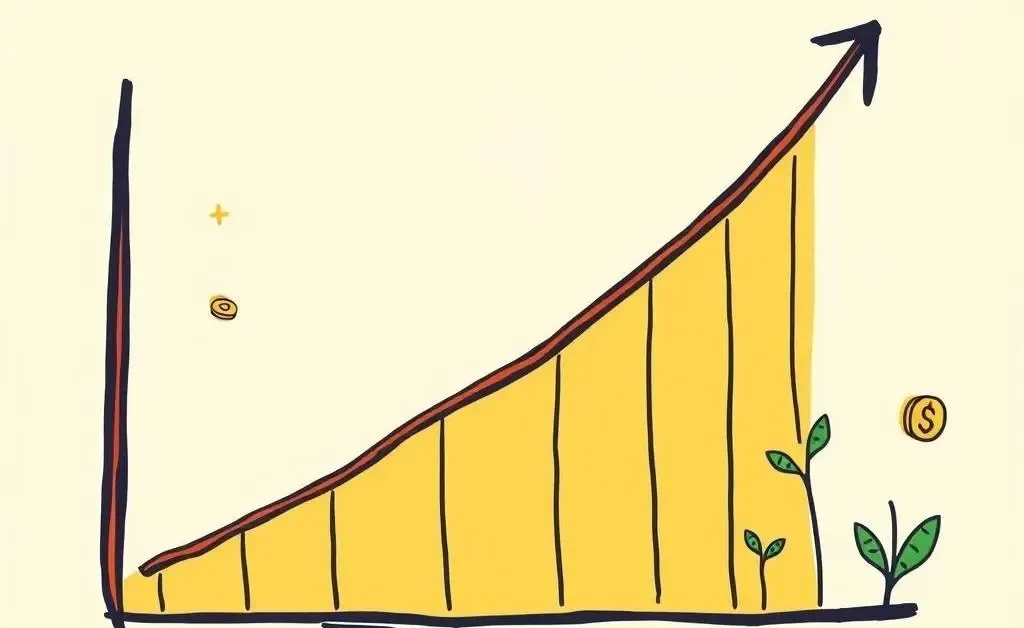 Hand-drawn chart showing steady upward trend