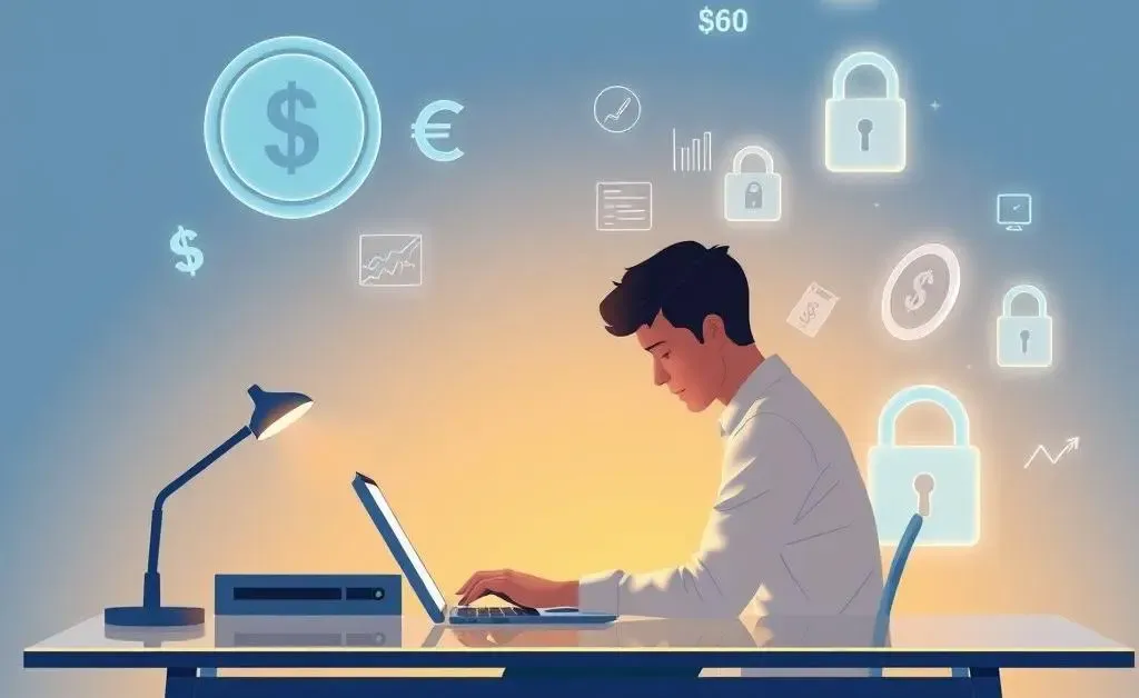 Person researching banking policies online
