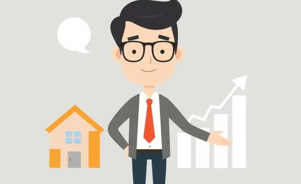 Real estate agent showing success charts