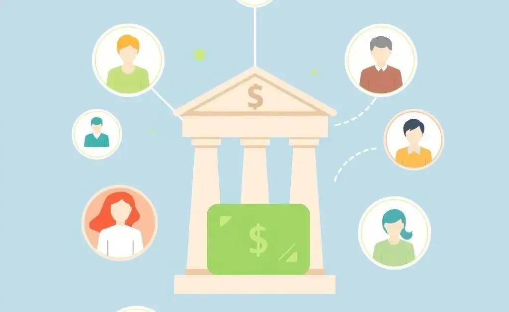 Illustration showing digital banking with diverse user icons