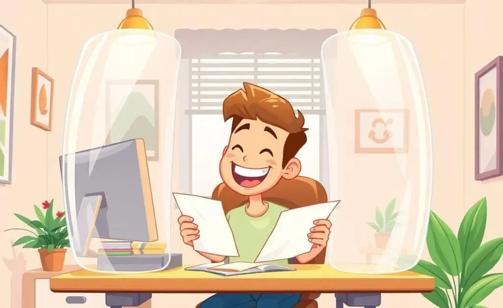 Person checking bills with protective shields
