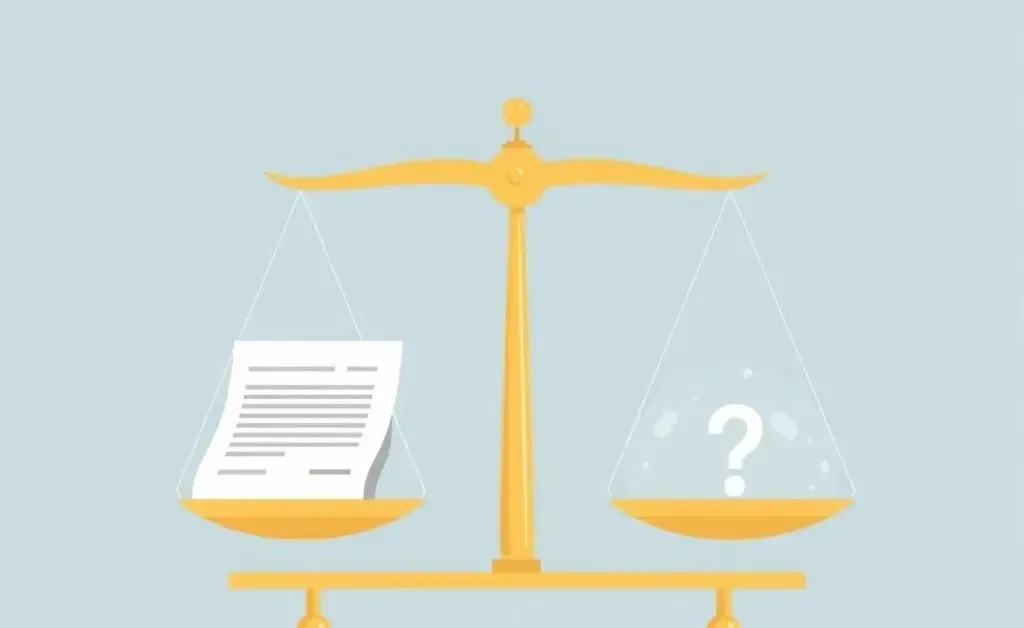 Scale balancing a contract and a question mark