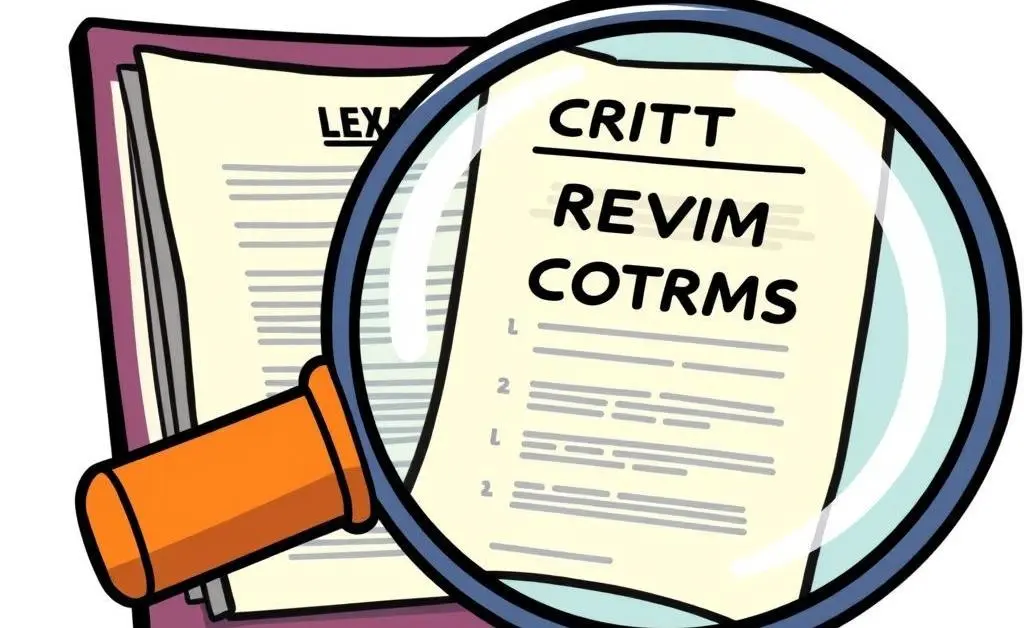 A magnifying glass focusing on a contract, representing the importance of reading terms.
