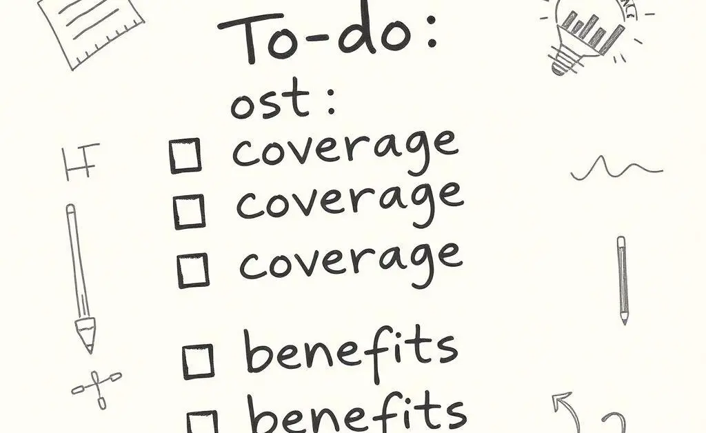 Checklist of insurance features like cost and coverage