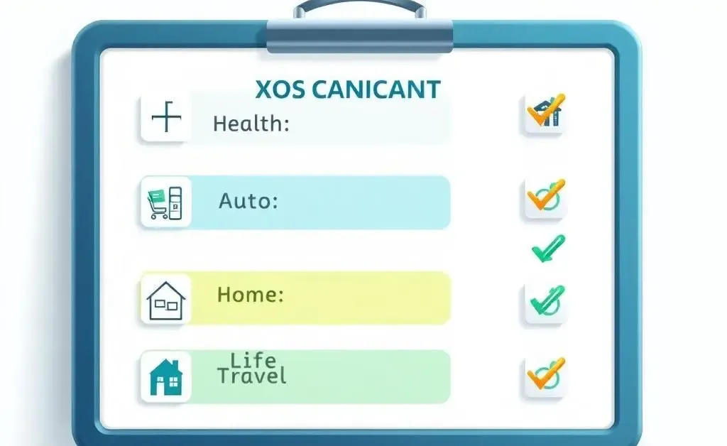 Illustration of a checklist with different insurance types