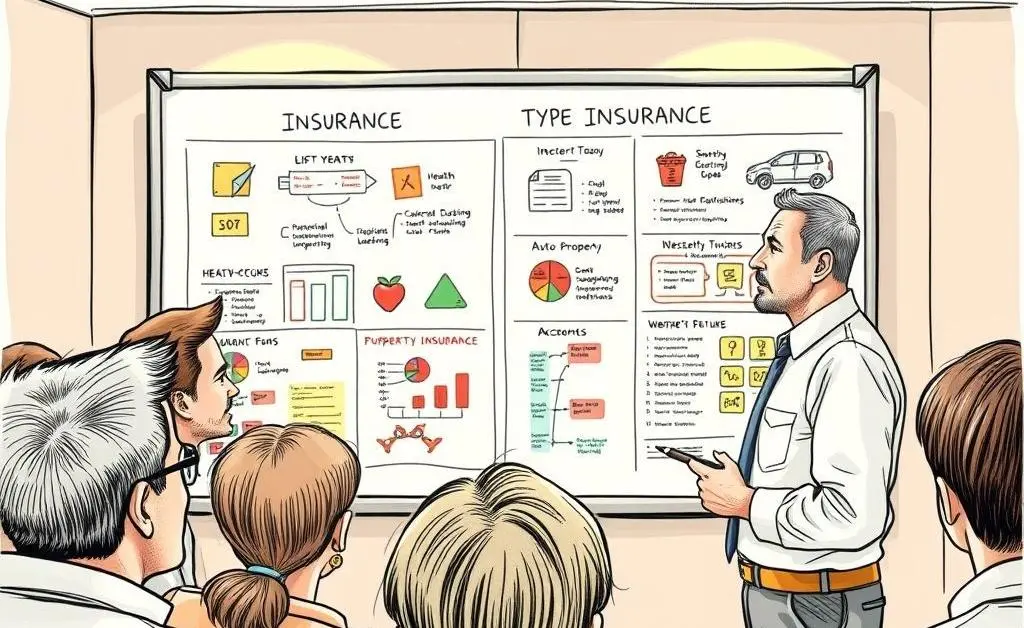 Professional explaining insurance types