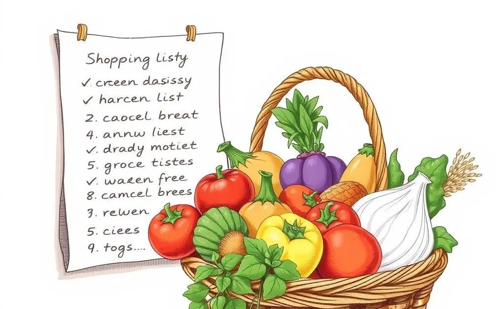 Shopping list and healthy groceries