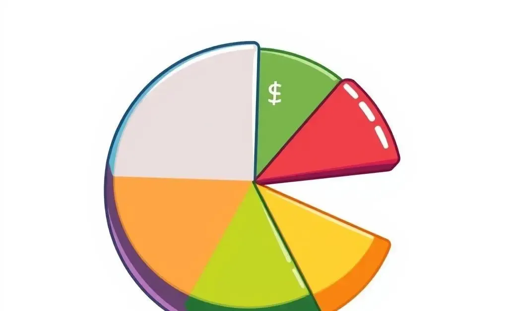 A cartoon-style pie chart showing a balanced budget allocation