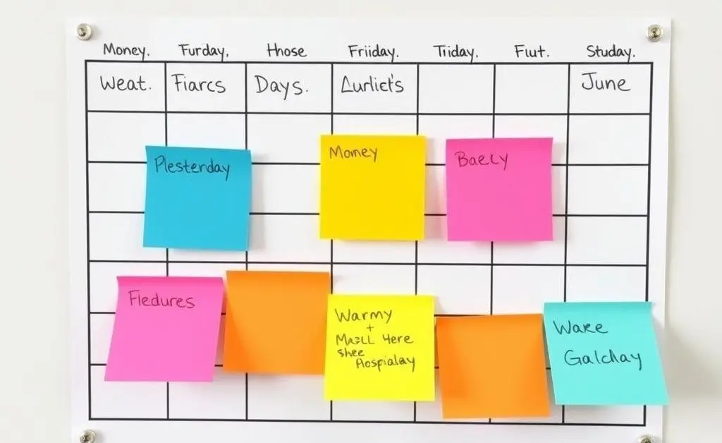 A colorful meal plan calendar for the month