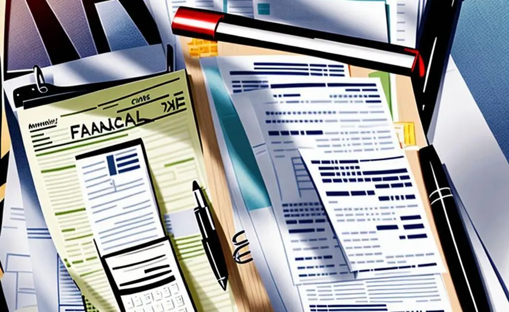 Depicting financial paperwork and a calculator