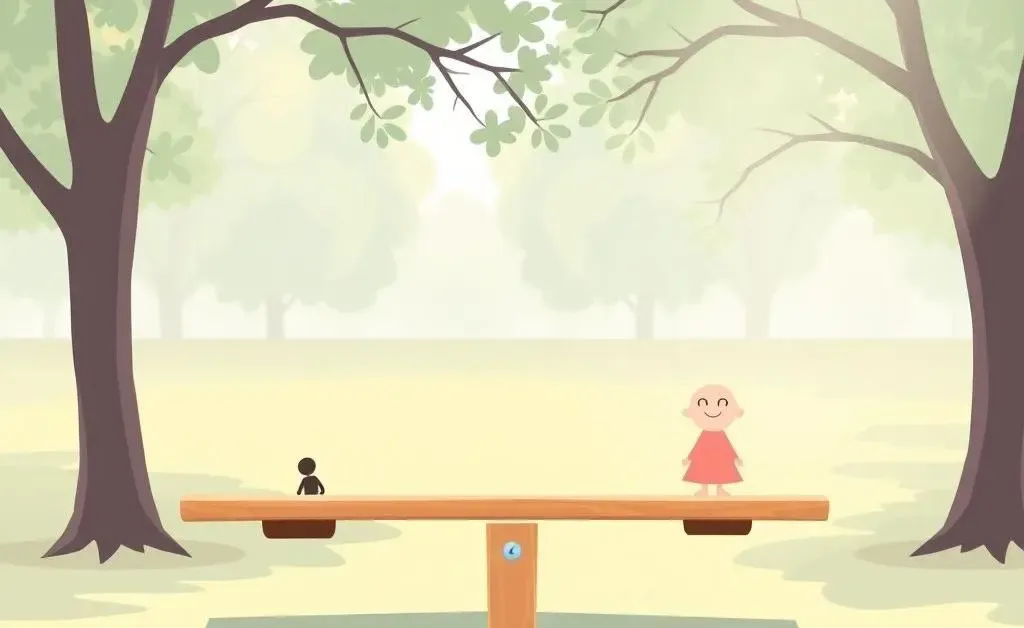 A simple illustration of a see-saw balancing risk and reward.