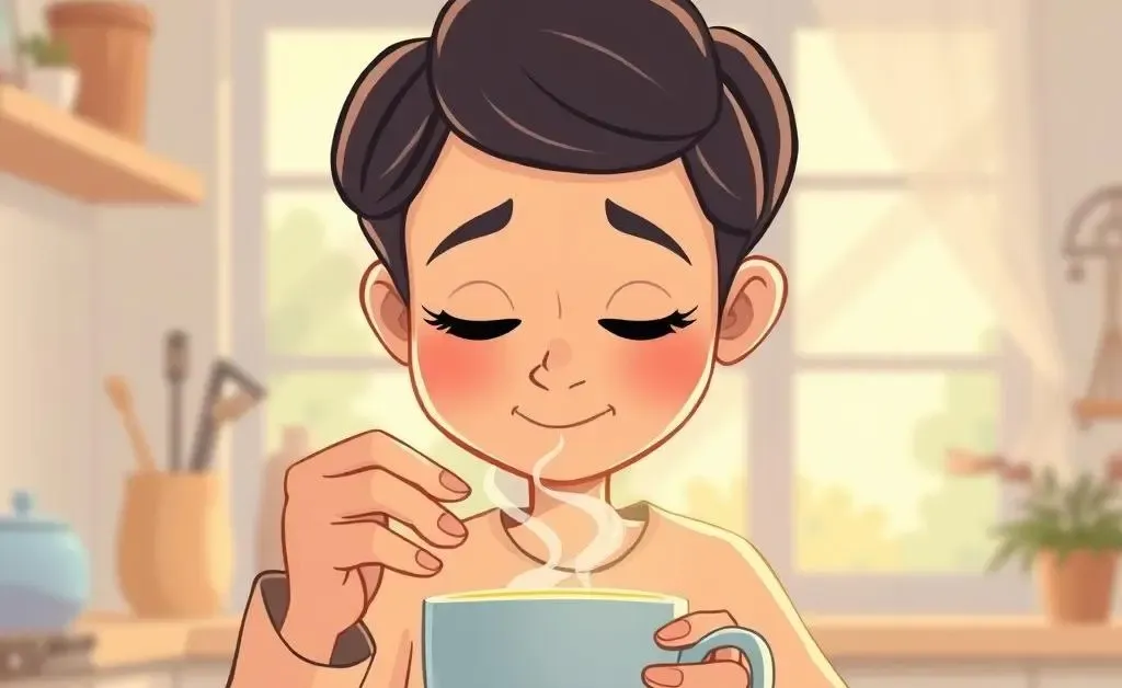 Person sipping tea mindfully