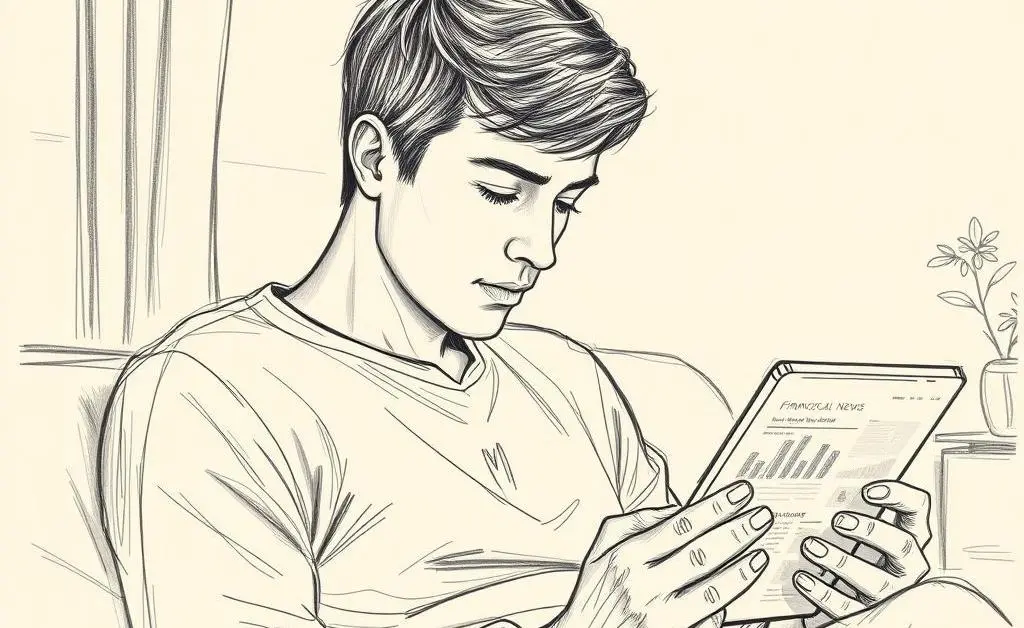 Person reading financial news on a tablet