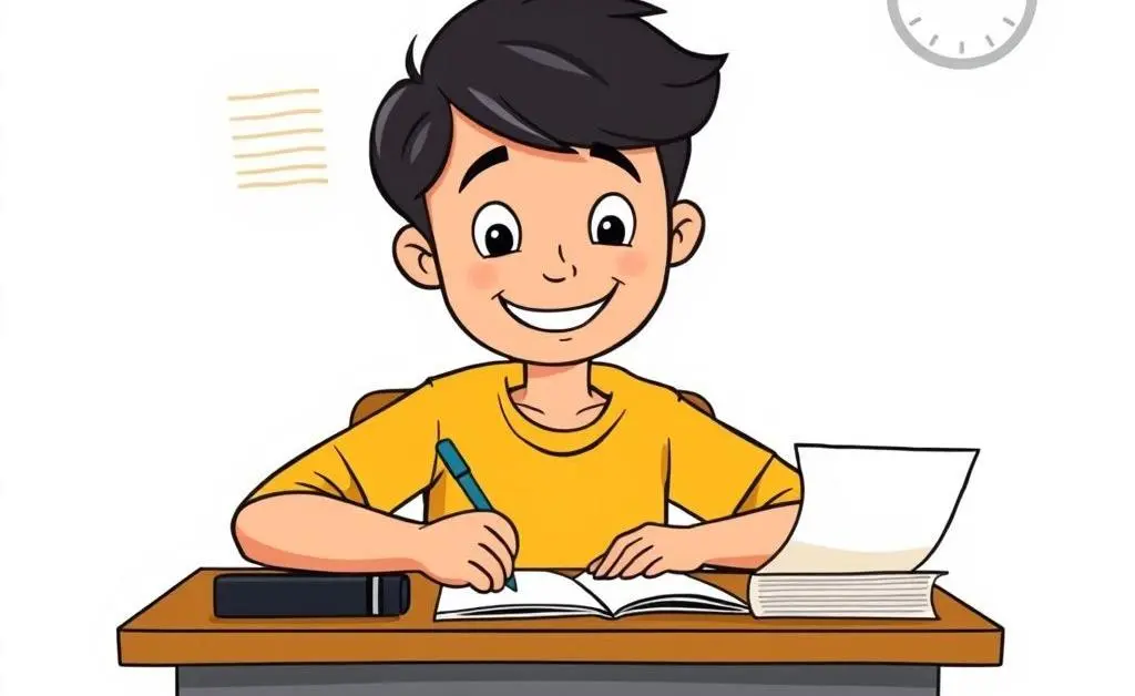 A student at a desk writing an appeal letter.