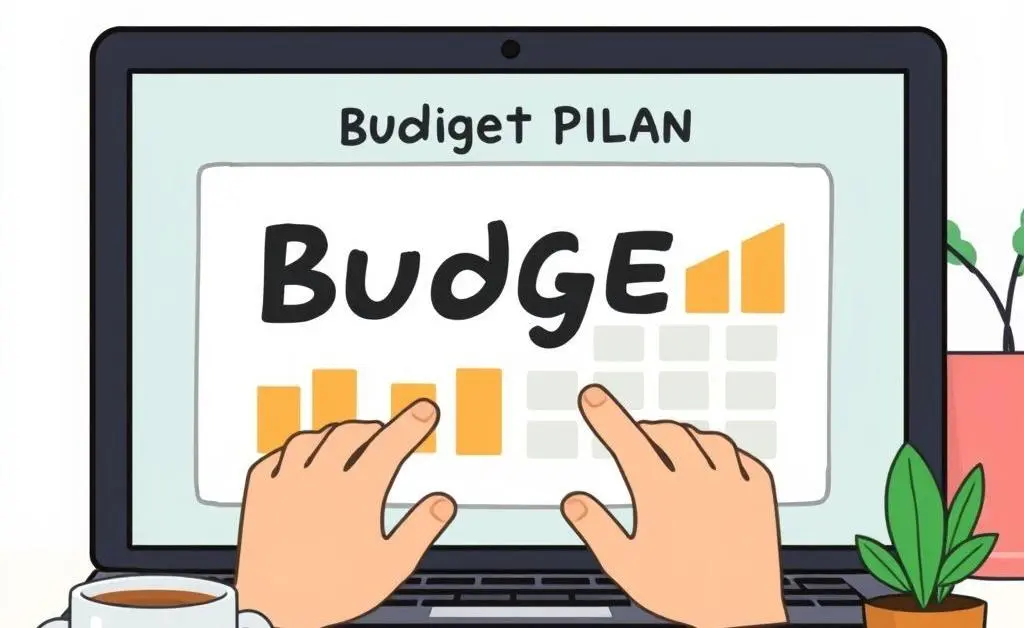Person checking a budget plan on a laptop